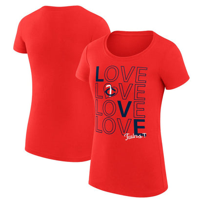 Minnesota Twins G-III 4Her by Carl Banks Women's Super-Slim Fit Lightweight Love Graphic Team T-Shirt - Red