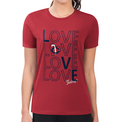 Minnesota Twins G-III 4Her by Carl Banks Women's Super-Slim Fit Lightweight Love Graphic Team T-Shirt - Red