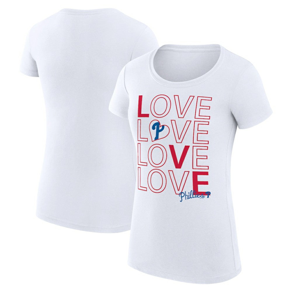 Philadelphia Phillies G-III 4Her by Carl Banks Women's Super-Slim Fit Lightweight Love Graphic Team T-Shirt - White