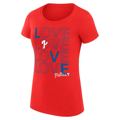 Philadelphia Phillies G-III 4Her by Carl Banks Women's Super-Slim Fit Lightweight Love Graphic Team T-Shirt - Red