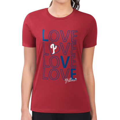 Philadelphia Phillies G-III 4Her by Carl Banks Women's Super-Slim Fit Lightweight Love Graphic Team T-Shirt - Red