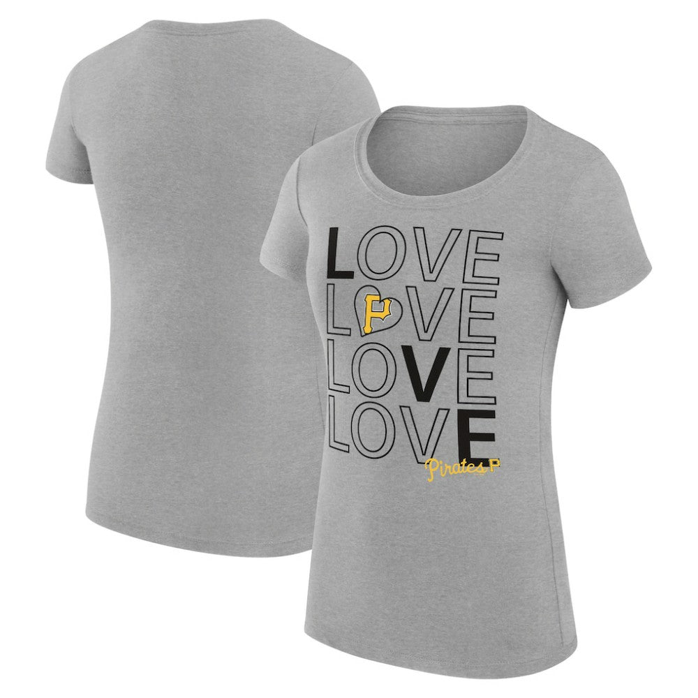 Pittsburgh Pirates G-III 4Her by Carl Banks Women's Super-Slim Fit Lightweight Love Graphic Team T-Shirt - Heather Gray