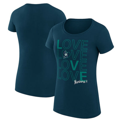Seattle Mariners G-III 4Her by Carl Banks Women's Super-Slim Fit Lightweight Love Graphic Team T-Shirt - Navy
