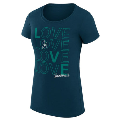 Seattle Mariners G-III 4Her by Carl Banks Women's Super-Slim Fit Lightweight Love Graphic Team T-Shirt - Navy