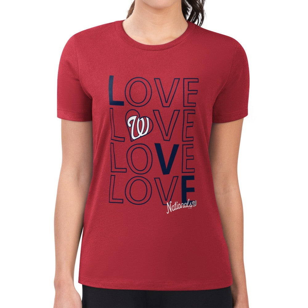 Washington Nationals G-III 4Her by Carl Banks Women's Super-Slim Fit Lightweight Love Graphic Team T-Shirt - Red