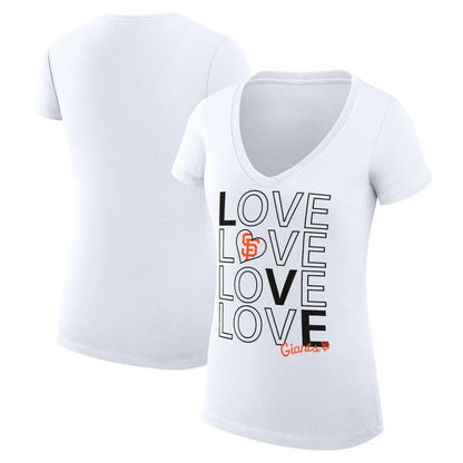 San Francisco Giants G-III 4Her by Carl Banks Women's Super-Slim Fit Lightweight Love Graphic Team V-Neck T-Shirt - White