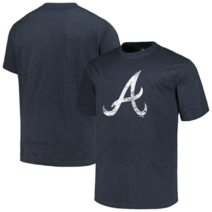Atlanta Braves Profile Big & Tall Weathered Logo T-Shirt - Heather Navy