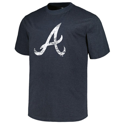 Atlanta Braves Profile Big & Tall Weathered Logo T-Shirt - Heather Navy