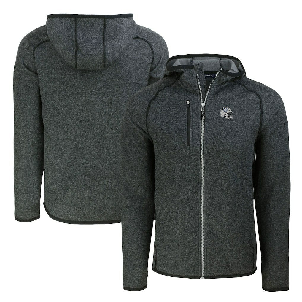 Indianapolis Colts Cutter & Buck Helmet Mainsail Sweater-Knit Full-Zip Hoodie - Heather Charcoal on sale