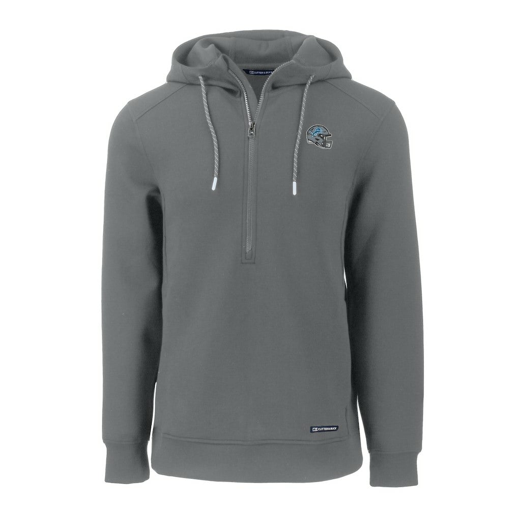 Detroit Lions Cutter & Buck Helmet Roam Eco Half-Zip Recycled Pullover Hoodie - Gray for sale