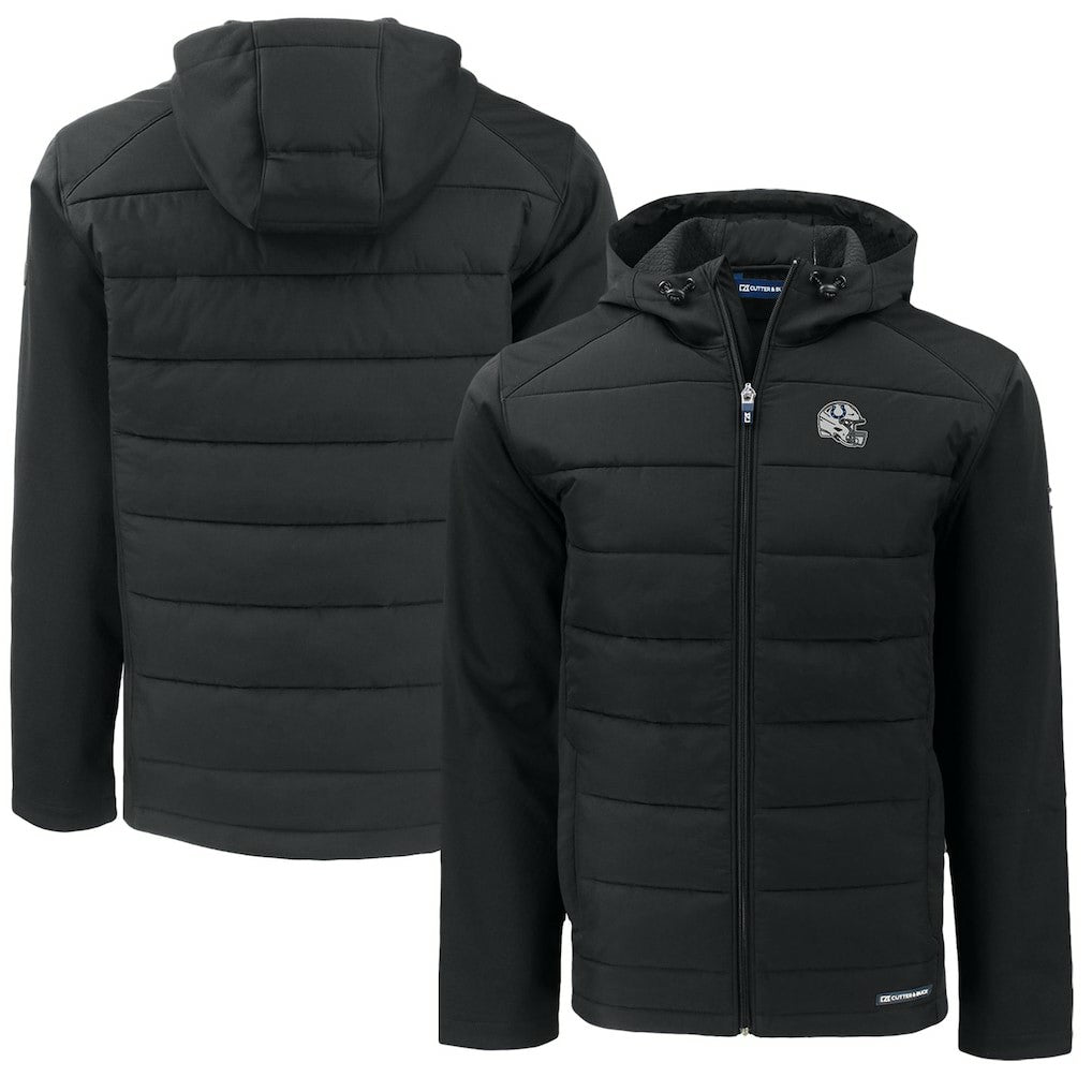 Indianapolis Colts Cutter & Buck Helmet Big & Tall Evoke Hybrid Eco Softshell Recycled Full-Zip Hoodie Jacket - Black discount