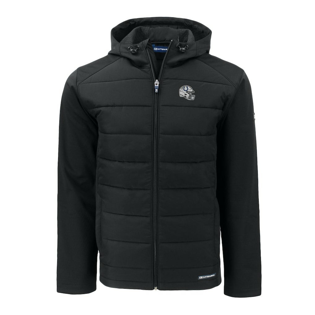 Indianapolis Colts Cutter & Buck Helmet Big & Tall Evoke Hybrid Eco Softshell Recycled Full-Zip Hoodie Jacket - Black discount