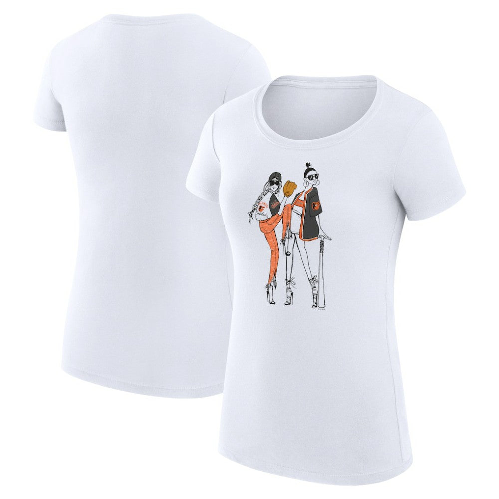 Baltimore Orioles G-III 4Her by Carl Banks Women's Super-Slim Fit Lightweight Baseball Girls T-Shirt - White