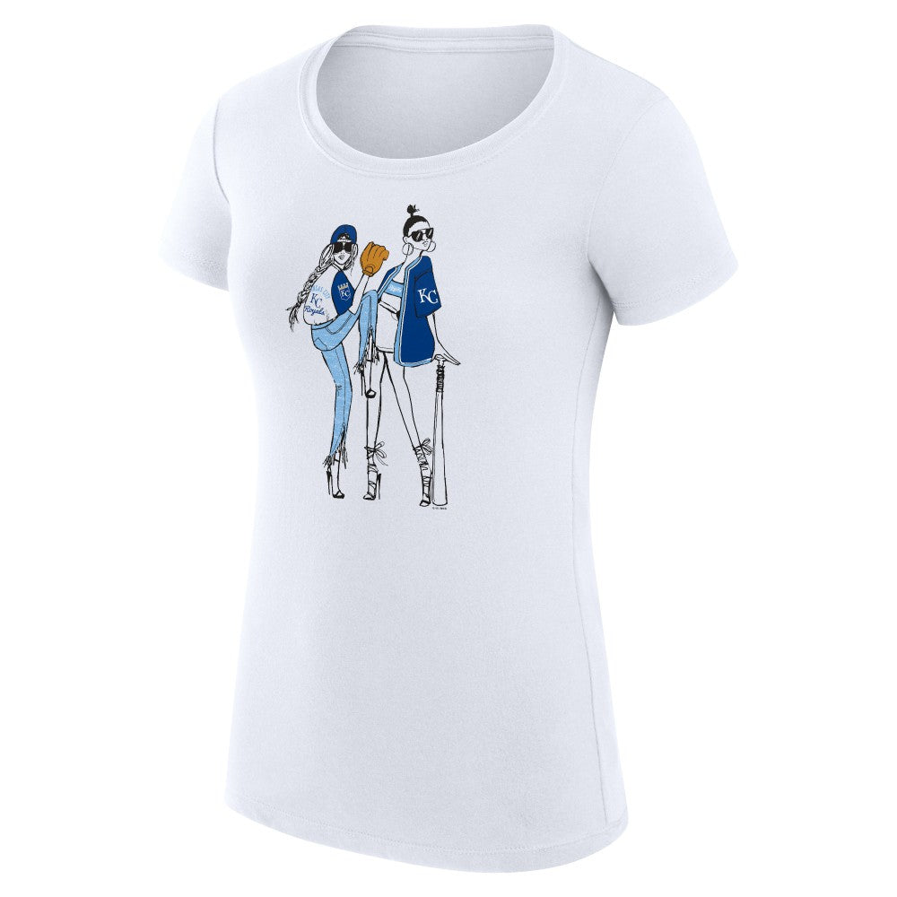 Kansas City Royals G-III 4Her by Carl Banks Women's Super-Slim Fit Lightweight Baseball Girls T-Shirt - White