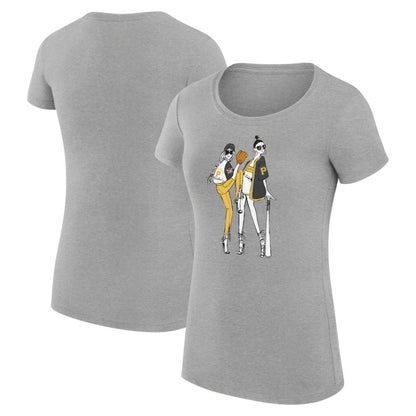 Pittsburgh Pirates G-III 4Her by Carl Banks Women's Super-Slim Fit Lightweight Baseball Girls T-Shirt - Heather Gray