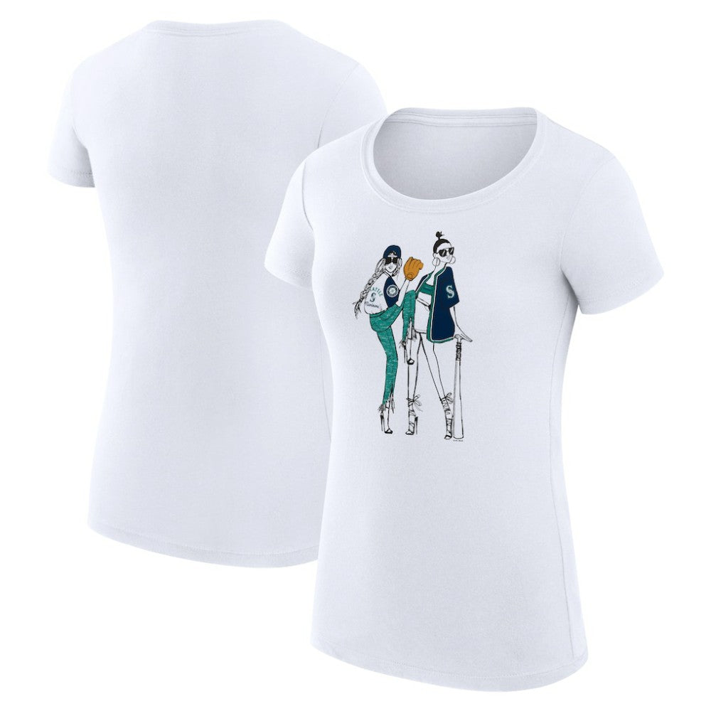 Seattle Mariners G-III 4Her by Carl Banks Women's Super-Slim Fit Lightweight Baseball Girls T-Shirt - White