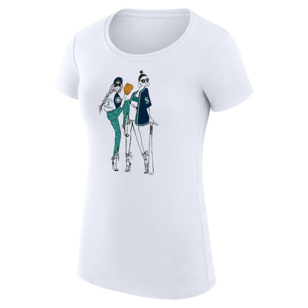 Seattle Mariners G-III 4Her by Carl Banks Women's Super-Slim Fit Lightweight Baseball Girls T-Shirt - White