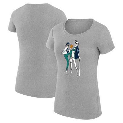 Seattle Mariners G-III 4Her by Carl Banks Women's Super-Slim Fit Lightweight Baseball Girls T-Shirt - Heather Gray