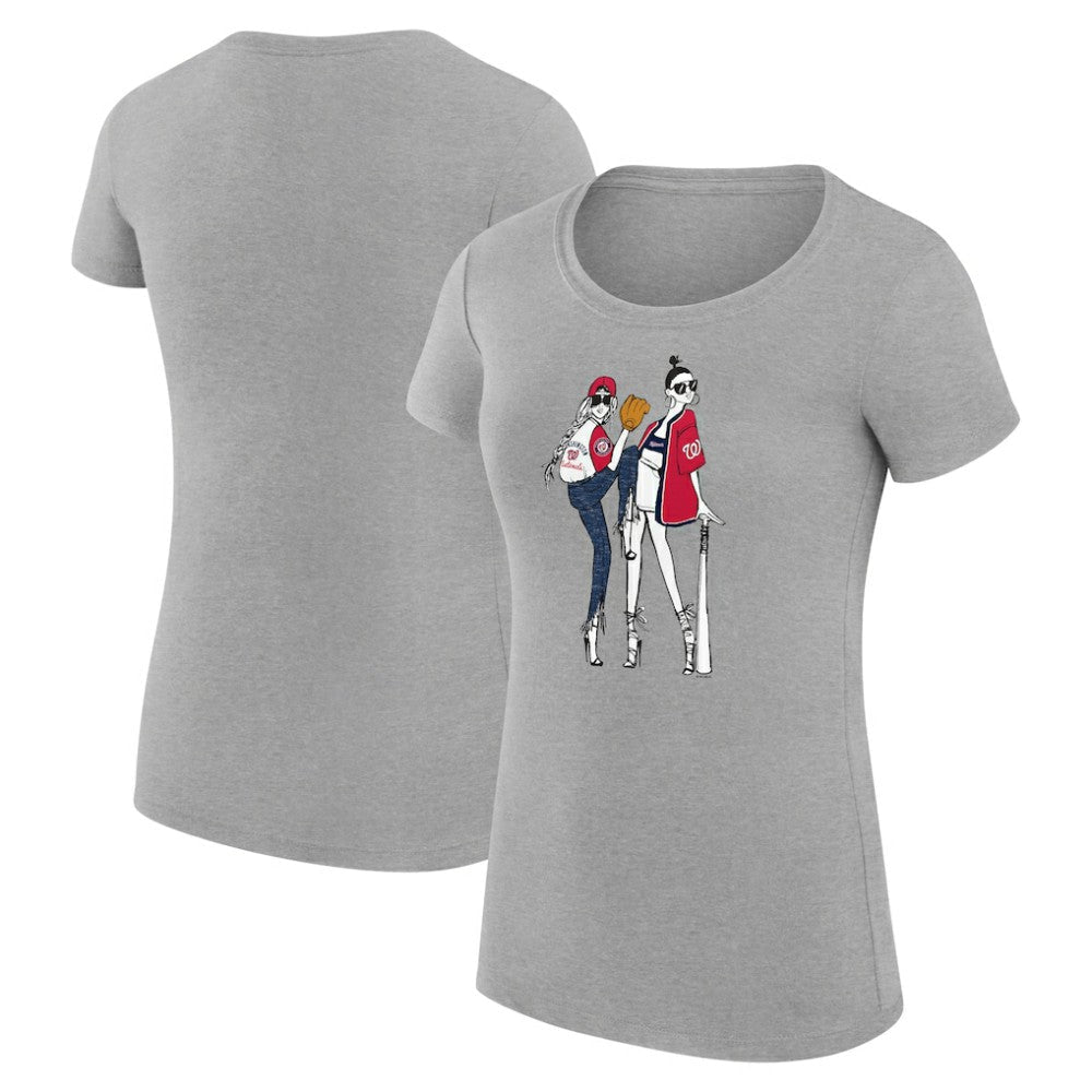 Washington Nationals G-III 4Her by Carl Banks Women's Super-Slim Fit Lightweight Baseball Girls T-Shirt - Heather Gray