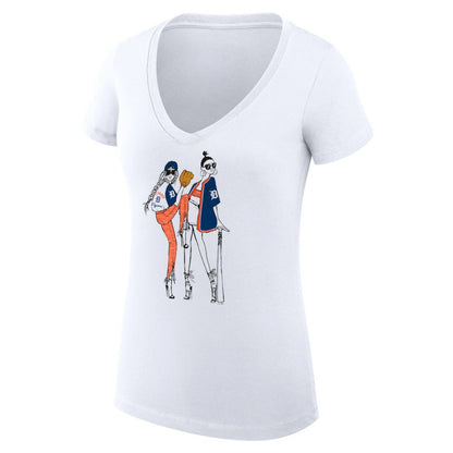 Detroit Tigers G-III 4Her by Carl Banks Women's Super-Slim Fit Lightweight Baseball V-Neck T-Shirt - White