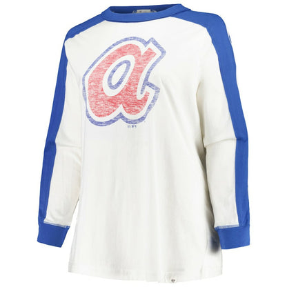 Atlanta Braves Women's Plus Size Caribou Raglan Long Sleeve T-Shirt - White | 47 brand