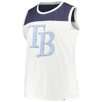Tampa Bay Rays Women's Plus Size Waist Length Muscle Tank Top - White/Navy | 47 brand