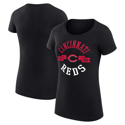 Cincinnati Reds G-III 4Her by Carl Banks Women's Super-Slim Fit Lightweight City Graphic T-Shirt - Black
