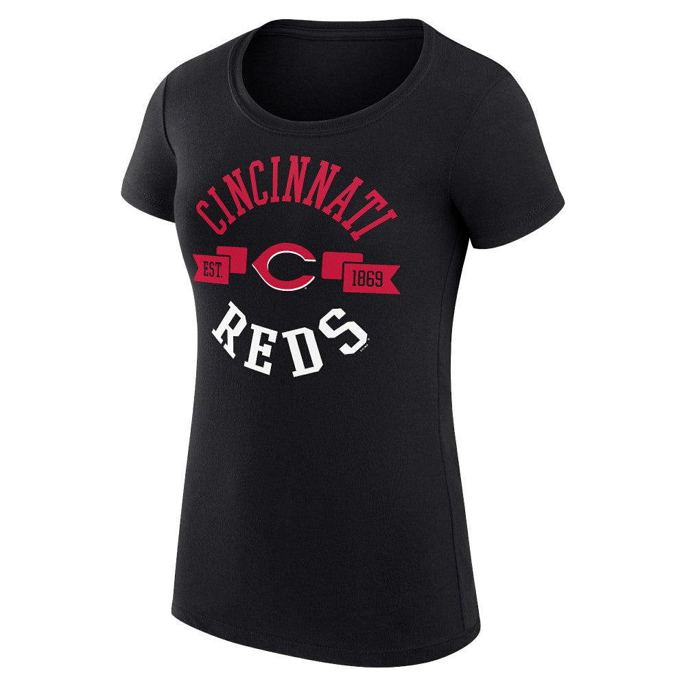 Cincinnati Reds G-III 4Her by Carl Banks Women's Super-Slim Fit Lightweight City Graphic T-Shirt - Black