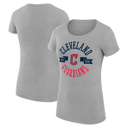 Cleveland Guardians G-III 4Her by Carl Banks Women's Super-Slim Fit Lightweight City Graphic T-Shirt - Heather Gray