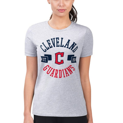 Cleveland Guardians G-III 4Her by Carl Banks Women's Super-Slim Fit Lightweight City Graphic T-Shirt - Heather Gray