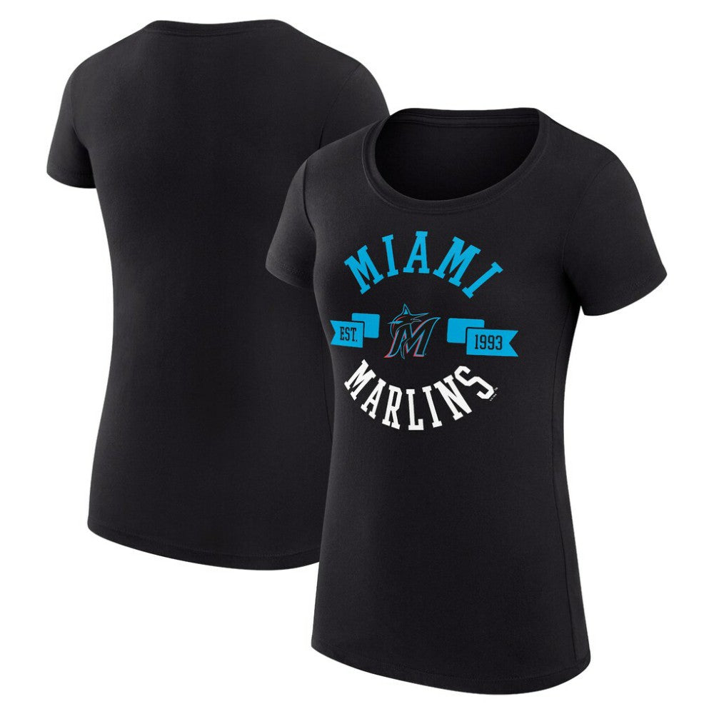 Miami Marlins G-III 4Her by Carl Banks Women's Super-Slim Fit Lightweight City Graphic T-Shirt - Black