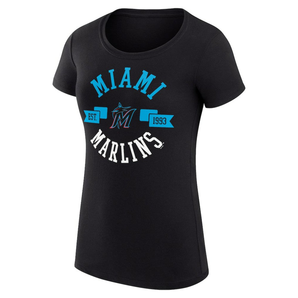 Miami Marlins G-III 4Her by Carl Banks Women's Super-Slim Fit Lightweight City Graphic T-Shirt - Black