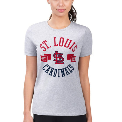 St. Louis Cardinals G-III 4Her by Carl Banks Women's Super-Slim Fit Lightweight City Graphic T-Shirt - Heather Gray