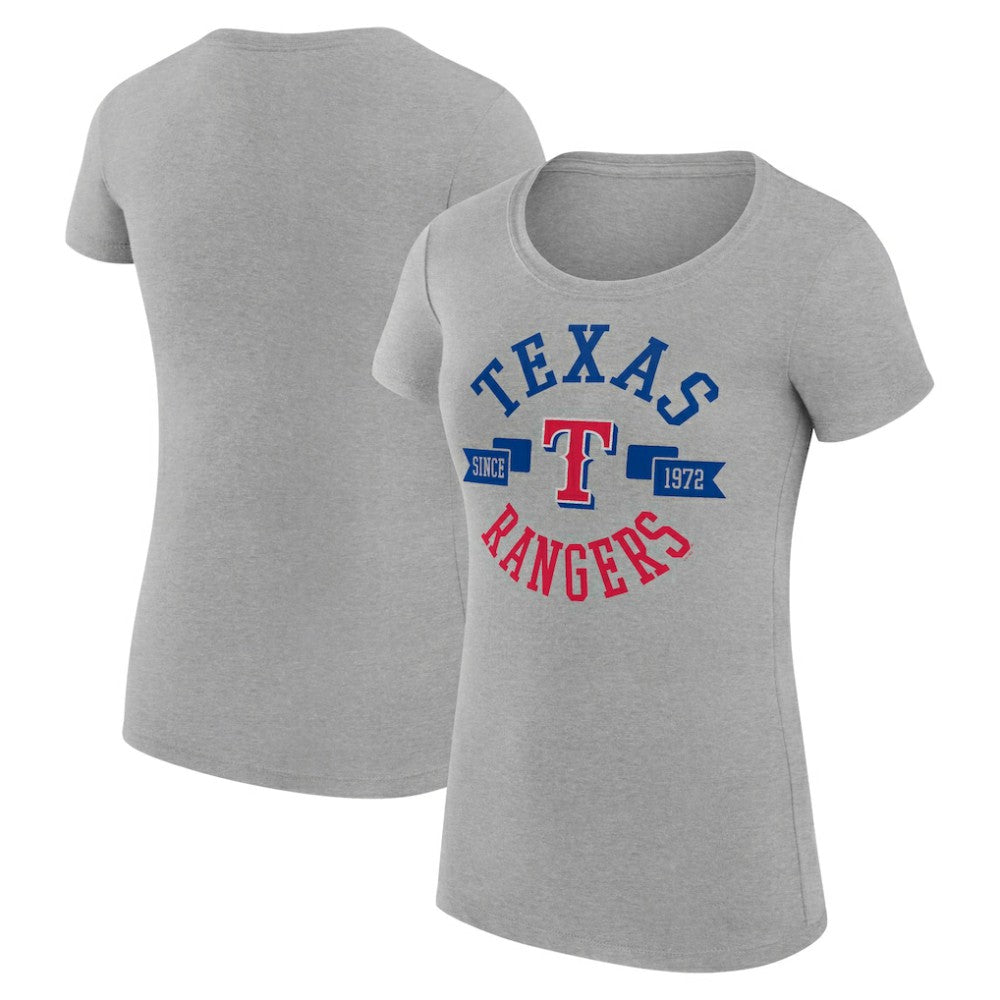 Texas Rangers G-III 4Her by Carl Banks Women's Super-Slim Fit Lightweight City Graphic T-Shirt - Heather Gray