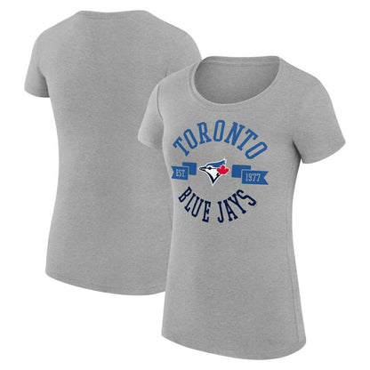 Toronto Blue Jays G-III 4Her by Carl Banks Women's Super-Slim Fit Lightweight City Graphic T-Shirt - Heather Gray