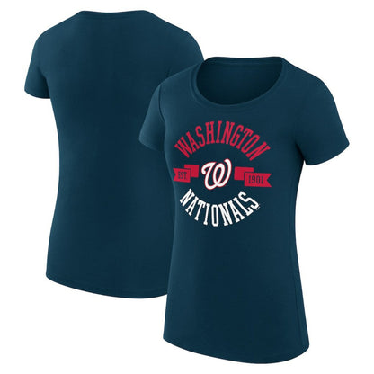 Washington Nationals G-III 4Her by Carl Banks Women's Super-Slim Fit Lightweight City Graphic T-Shirt - Navy