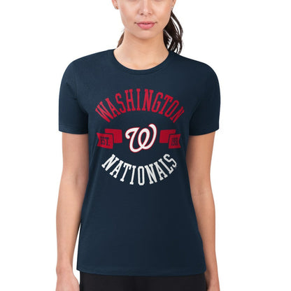 Washington Nationals G-III 4Her by Carl Banks Women's Super-Slim Fit Lightweight City Graphic T-Shirt - Navy