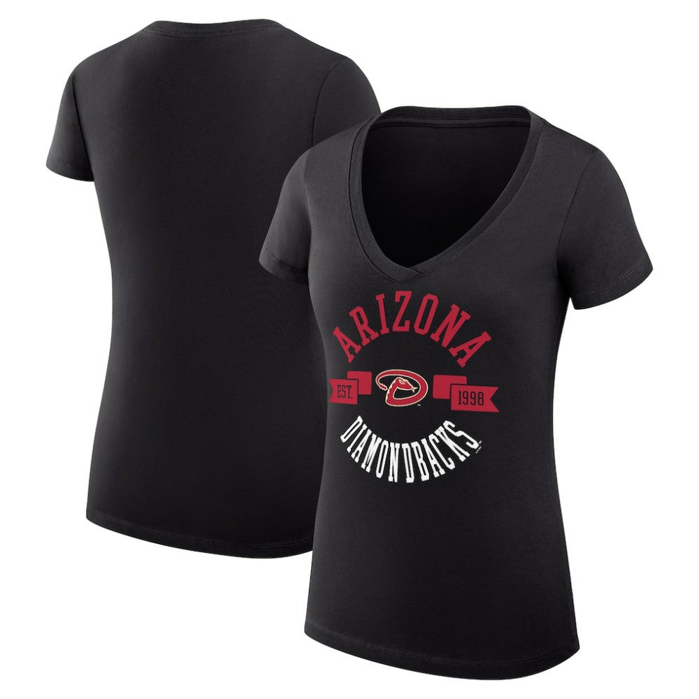 Arizona Diamondbacks G-III 4Her by Carl Banks Women's Super-Slim Fit Lightweight City Graphic V-Neck T-Shirt - Black
