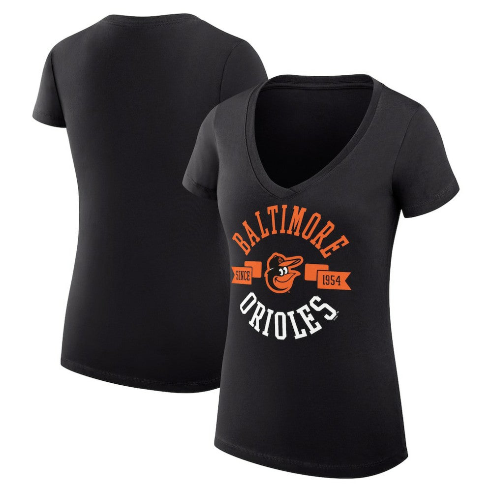 Baltimore Orioles G-III 4Her by Carl Banks Women's Super-Slim Fit Lightweight City Graphic V-Neck T-Shirt - Black