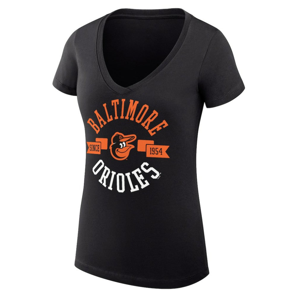 Baltimore Orioles G-III 4Her by Carl Banks Women's Super-Slim Fit Lightweight City Graphic V-Neck T-Shirt - Black