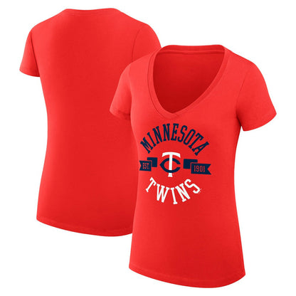 Minnesota Twins G-III 4Her by Carl Banks Women's Super-Slim Fit Lightweight City Graphic V-Neck T-Shirt - Red