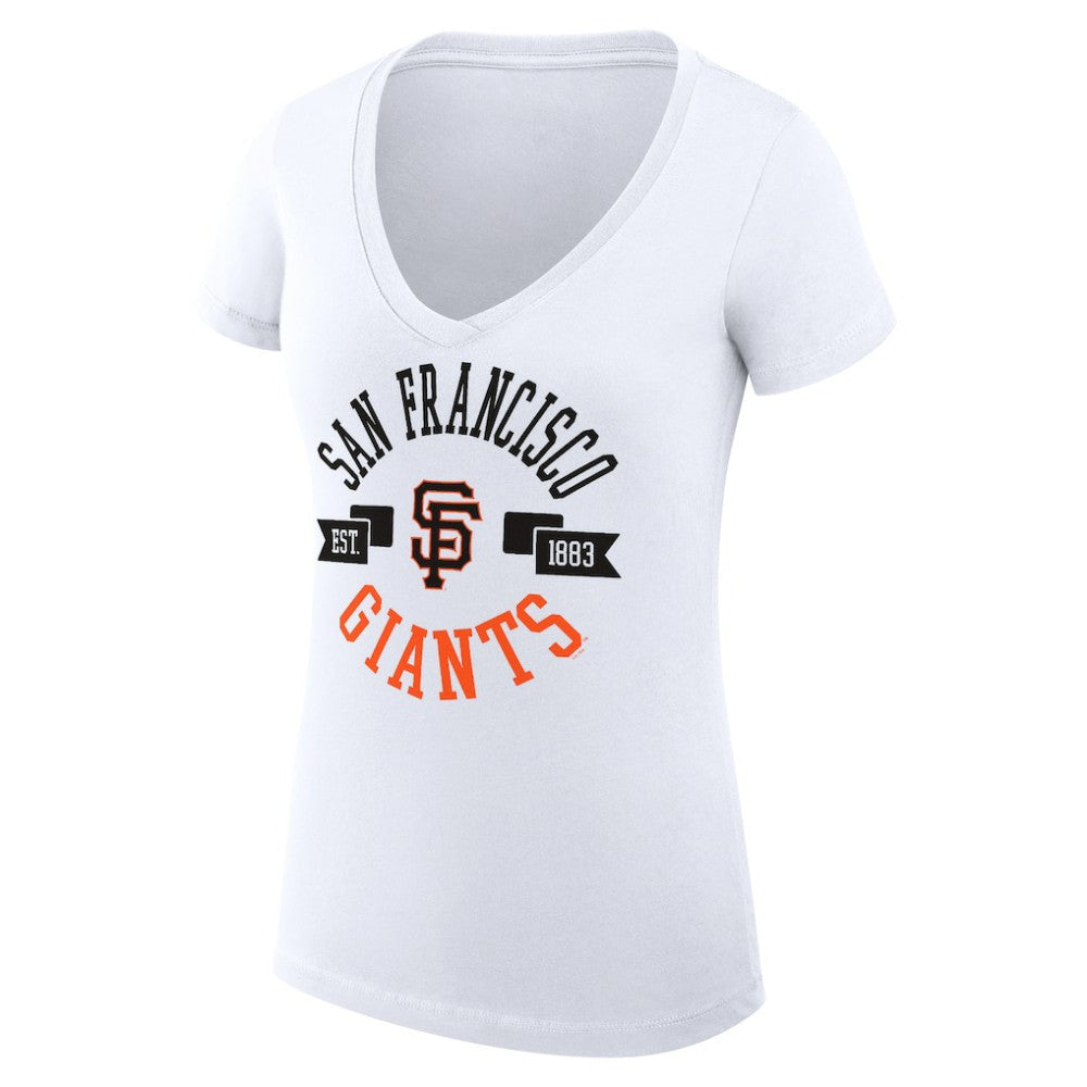 San Francisco Giants G-III 4Her by Carl Banks Women's Super-Slim Fit Lightweight City Graphic V-Neck T-Shirt - White