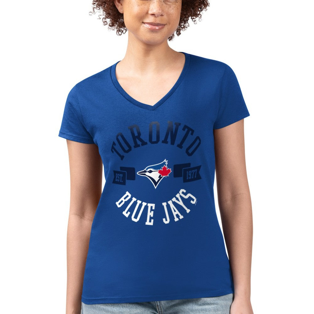 Toronto Blue Jays G-III 4Her by Carl Banks Women's Super-Slim Fit Lightweight City Graphic V-Neck T-Shirt - Royal
