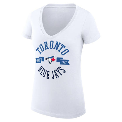 Toronto Blue Jays G-III 4Her by Carl Banks Women's Super-Slim Fit Lightweight City Graphic V-Neck T-Shirt - White