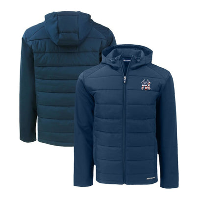 New York Yankees Cutter & Buck Stars & Stripes Evoke Hybrid Eco Softshell Recycled Full-Zip Hoodie Jacket - Navy