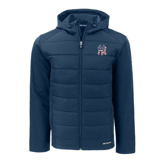 New York Yankees Cutter & Buck Stars & Stripes Evoke Hybrid Eco Softshell Recycled Full-Zip Hoodie Jacket - Navy
