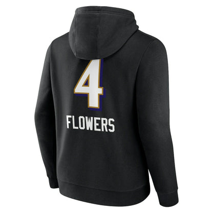 Zay Flowers Baltimore Ravens Team Wordmark Player Name & Number Pullover Hoodie - Black online