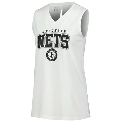 Brooklyn Nets Levelwear Women's Paisley Peekaboo Tank Top - White sale