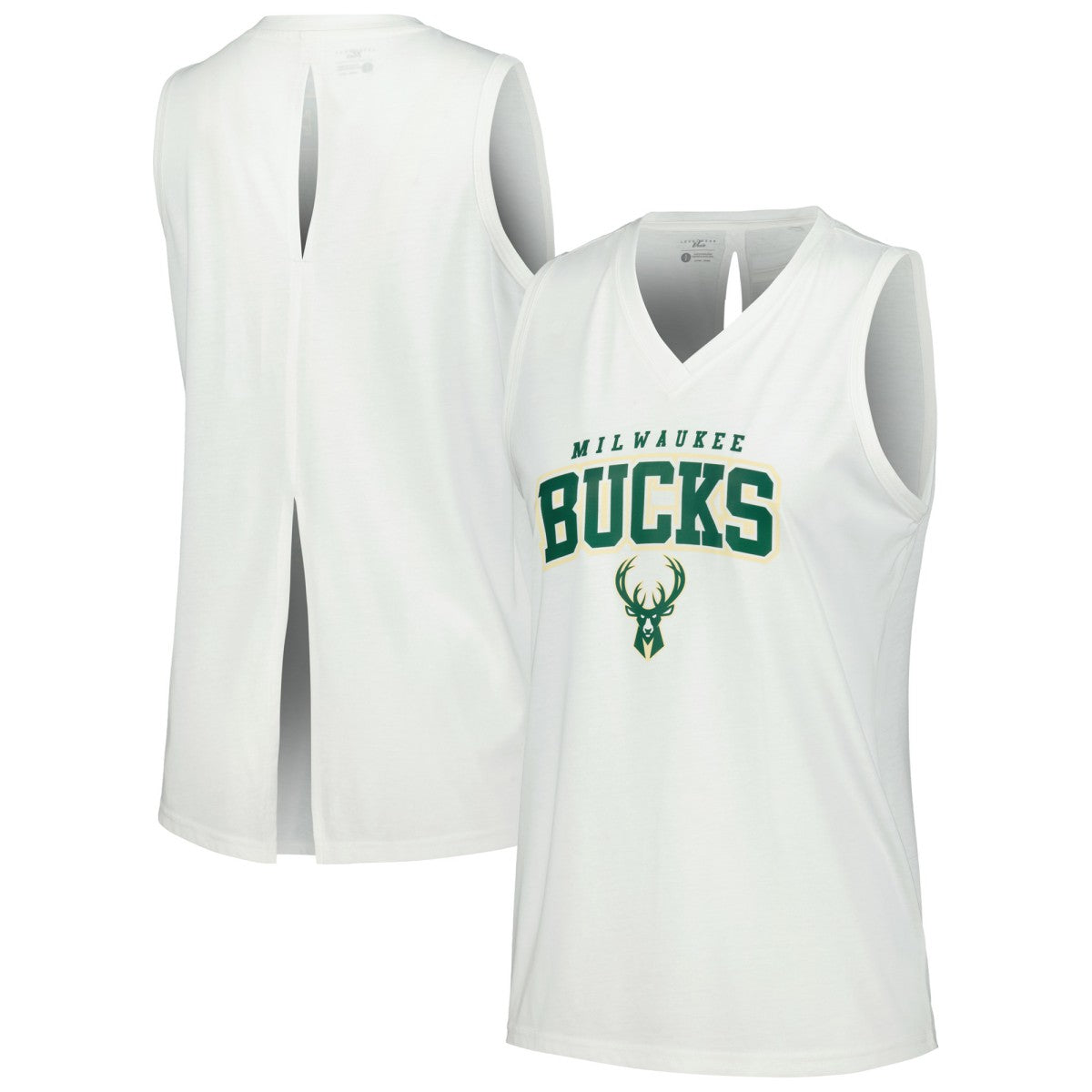 Milwaukee Bucks Levelwear Women's Paisley Peekaboo Tank Top - White sale