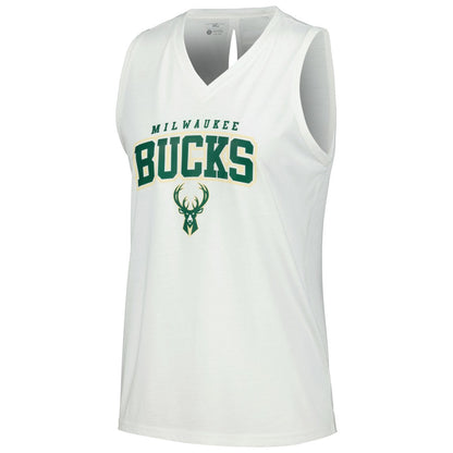 Milwaukee Bucks Levelwear Women's Paisley Peekaboo Tank Top - White sale